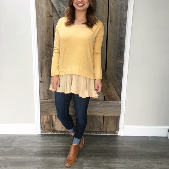 Sweaters - Hailey & Co. Yellow Twofer Sweater